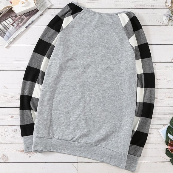 Gray Buffalo Check Long Sleeve Sequin Pocket Shirt - Picture 5 of 8